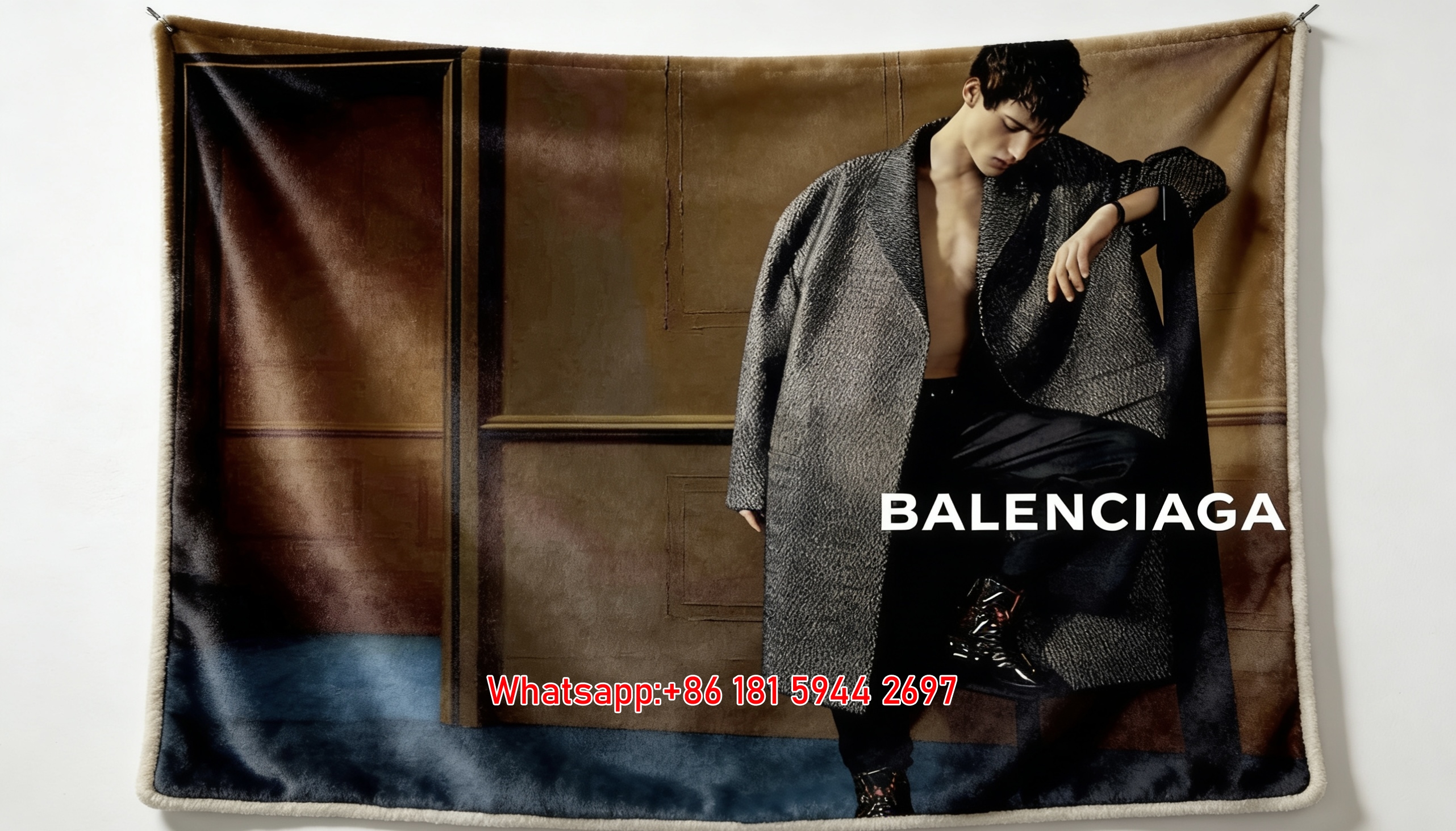 Balenciaga Oversized Textured Coat Editorial Flannel Sofa Throw Blanket BA235